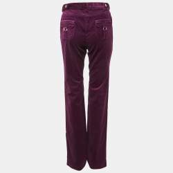 Pre Owned Roberto Cavalli Purple Corduroy Wide Leg Trousers M