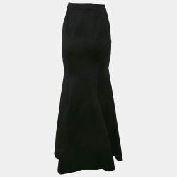 Pre Owned Roberto Cavalli Black Cotton Flared Maxi Skirt S