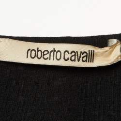 Pre Owned Roberto Cavalli Black Jersey Ruched Bodycon Dress M