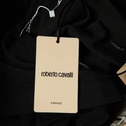 Pre Owned Roberto Cavalli Black Jersey Ruched Bodycon Dress M