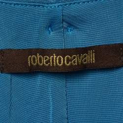 مملوكة مسبقًا Roberto Cavalli Blue Jersey Ruched Sleeveless Short Dress M