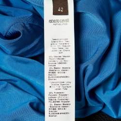 مملوكة مسبقًا Roberto Cavalli Blue Jersey Ruched Sleeveless Short Dress M