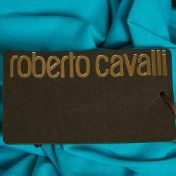Pre Owned Roberto Cavalli Blue Logo Print Jersey T-Shirt M