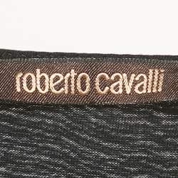 Roberto Cavalli Black Ruched Jersey Top L
