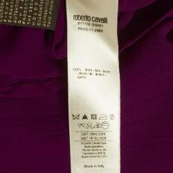 Roberto Cavalli Pink Crinkled Silk Slim Fit Shirt L