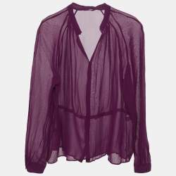 Roberto Cavalli Pink Crinkled Silk Slim Fit Shirt L