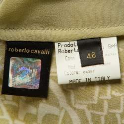 Pre Owned Roberto Cavalli Green Silk Button Front Shirt L