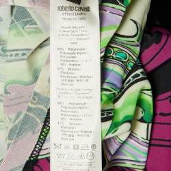 Pre Owned Roberto Cavalli Purple Abstract Floral Print Jersey Knotted Mini Dress L