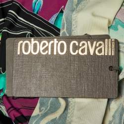 Pre Owned Roberto Cavalli Purple Abstract Floral Print Jersey Knotted Mini Dress L