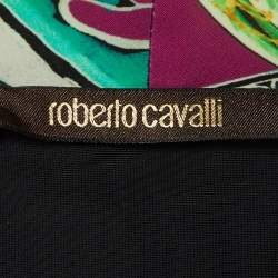 Pre Owned Roberto Cavalli Purple Abstract Floral Print Jersey Knotted Mini Dress L