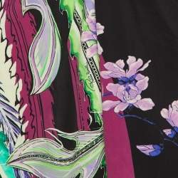 Pre Owned Roberto Cavalli Purple Abstract Floral Print Jersey Knotted Mini Dress L