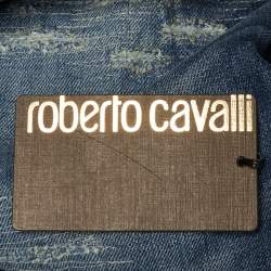 Pre Owned Roberto Cavalli Blue Denim Distressed Skinny Jeans M/Waist 32"