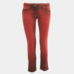 Pre Owned Roberto Cavalli Red Denim Skinny Jeans M/Waist 28"
