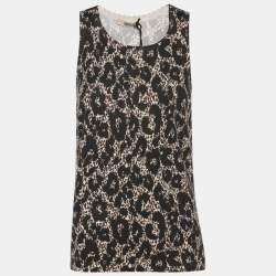 Pre Owned Roberto Cavalli Multicolor Animal Print Wool Blend Sleeveless Tops M