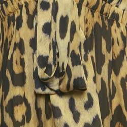 Pre Owned Roberto Cavalli Brown Leopard Print Silk Mini Dress M