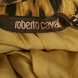 Pre Owned Roberto Cavalli Brown Leopard Print Silk Mini Dress M