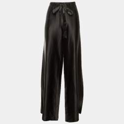 مملوكة مسبقًا Roberto Cavalli Black Silk Satin Palazzo Pants L