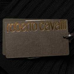 Pre Owned توب روبيرتو كافالي حياكة منقوش أسود M