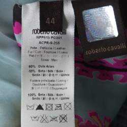 Roberto Cavalli Multicolor Printed Silk and Beige Suede Overlay Sleeveless Vest M 