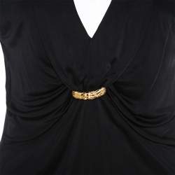 Roberto Cavalli Black Knit Brooch Detail Sleeveless Top M