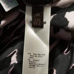 Pre Owned Roberto Cavalli Pink and Grey Animal Print Silk Midi Skirt M