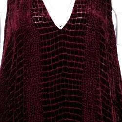 مملوكة مسبقًا قفطان روبرتو كافالي أكتاف مكشوفة قطيفة ديفرو عنابي S