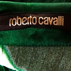 Pre Owned تنور ة ماكسي روبرتو كافالي حرير أخضر مطبوع واسعة مقاس متوسط (ميديوم)