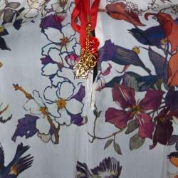 Pre Owned توب قفطان روبرتو حرير شفاف طباعة طيور متعدد الألوان مقاس كبير (لارج)