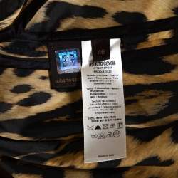 Pre Owned Roberto Cavalli Yellow Animal Print Synthetic Trench Coat L