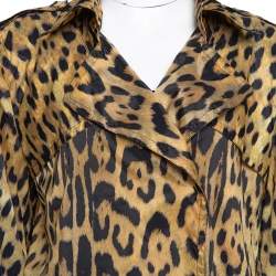 Pre Owned Roberto Cavalli Yellow Animal Print Synthetic Trench Coat L