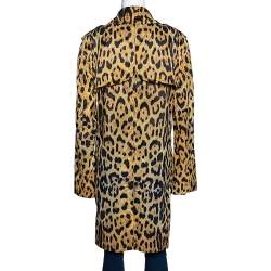 Pre Owned Roberto Cavalli Yellow Animal Print Synthetic Trench Coat L