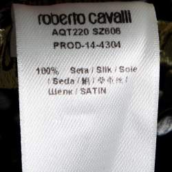 Pre Owned Roberto Cavalli Monochrome Printed Silk Pants M 
