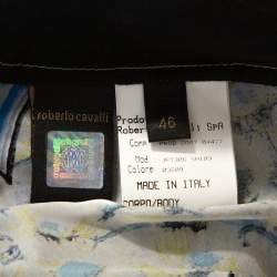 Pre Owned تنورة روبرتو كافالي ماكسي ممزقة حرير طباعة زهور زرقاء L