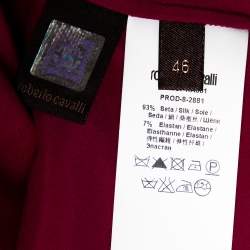 Pre Owned قميص روبرتو كافالي حرير سترتش وردي بأزرار أمامية مقاس كبير (لارج)