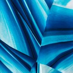 Pre Owned Roberto Cavalli Blue Printed Silk Satin Mermaid Maxi Skirt L 