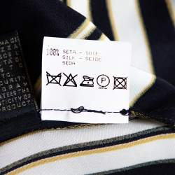 Pre Owned Roberto Cavalli Black Optical Print Silk Satin Maxi Skirt L