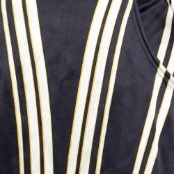 Pre Owned Roberto Cavalli Black Optical Print Silk Satin Maxi Skirt L