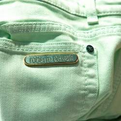 Pre Owned Roberto Cavalli Light Green Denim Straight Leg Jeans L