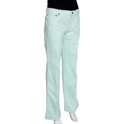 Pre Owned Roberto Cavalli Light Green Denim Straight Leg Jeans L