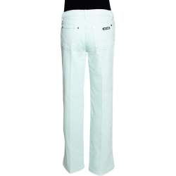Pre Owned Roberto Cavalli Light Green Denim Straight Leg Jeans L