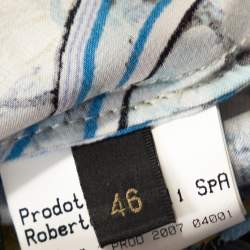 مملوكة مسبقًا Roberto Cavalli Blue Abstract Printed Semi Plisse Silk Sleeveless Top L