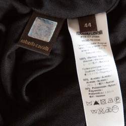 Pre Owned Roberto Cavalli Black Knit Sequined & Draped One Shoulder Dress M