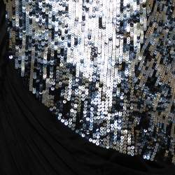 Pre Owned Roberto Cavalli Black Knit Sequined & Draped One Shoulder Dress M
