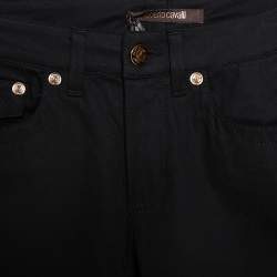 Pre Owned بنطلون روبرتو كافالي واسع قطن مرن أسود مقاس صغير (سمول)