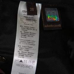 Pre Owned بنطلون روبرتو كافالي واسع قطن مرن أ سود مقاس صغير (سمول)