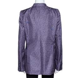 Pre Owned Roberto Cavalli Purple Floral Print Silk Tailored Jacket L