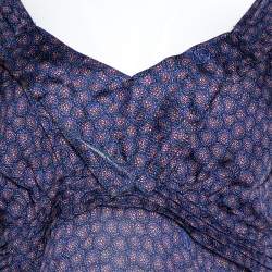 مملوكة مسبقًا توب روبرتو كافالي كاميسول حرير شفاف بنفسجي مطبوع مقاس متوسط - ميديوم