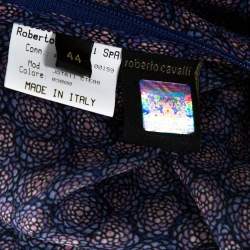 مملوكة مسبقًا توب روبرتو كافالي كاميسول حرير شفاف بنفسجي مطبوع مقاس متوسط - ميديوم