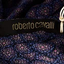 مملوكة مسبقًا توب روبرتو كافالي كاميسول حرير شفاف بنفسجي مطبوع مقاس متوسط - ميديوم