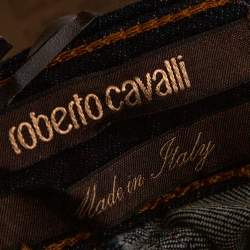مملوكة مسبقًا Roberto Cavalli Indigo Denim Chain Detail Flared Jeans M